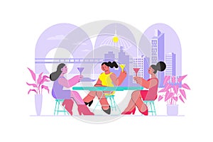 Woman Cafe Flat Composition