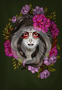 Woman with calavera makeup. Day of the Dead concept photo