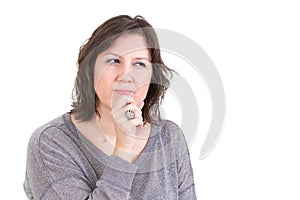 Woman with a calculating pensive look