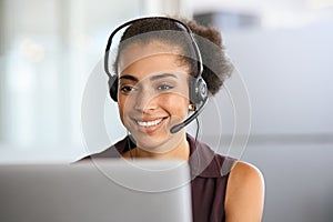 Woman in call center