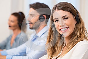 Woman at call centre photo