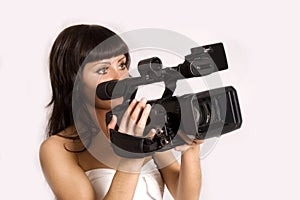 Woman with camcorder