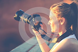 Woman with camera