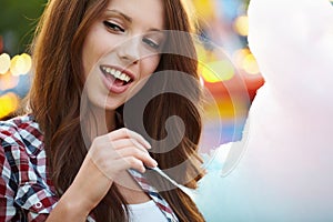 Woman with candy floss