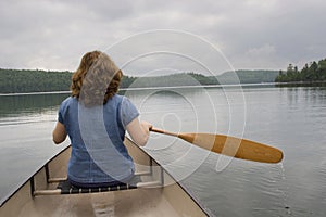 Woman canoeing