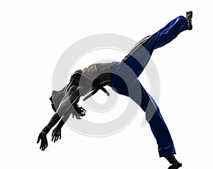 Woman capoeira dancer dancing silhouette