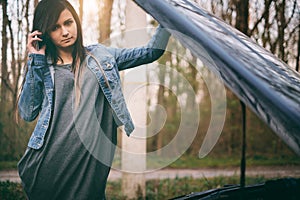 Woman and car