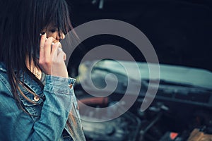 Woman and car