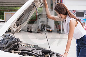 Woman the car is broken