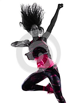 Woman cardio dancer dancing fitness fitness exercises isolated white background