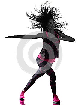Woman cardio dancer dancing fitness fitness exercises isolated white background