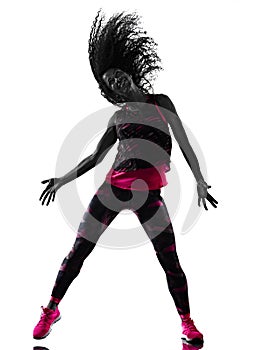 Woman cardio dancer dancing fitness fitness exercises isolated white background