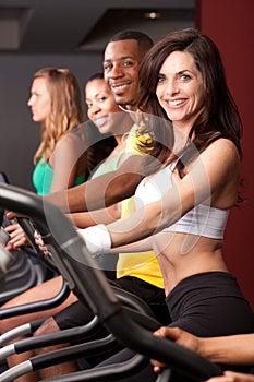 Woman on cardio machine