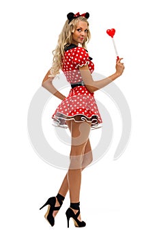 Woman in carnival costume. mouse shape.