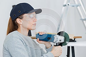 Woman carpenter working