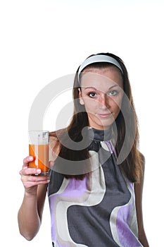 Woman with carrots juice