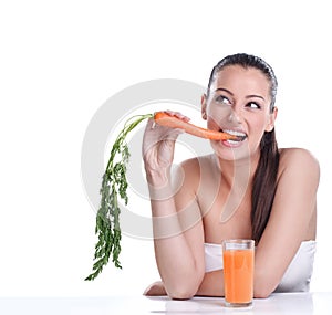 Woman with the carrots juice