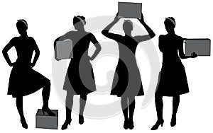 Woman carrying box silhouette