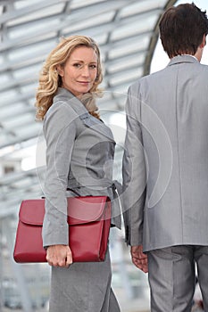 Woman carrying briefcase