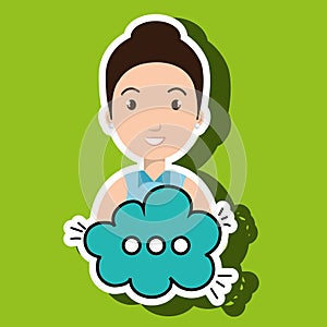 woman cartoon cloud speack chat