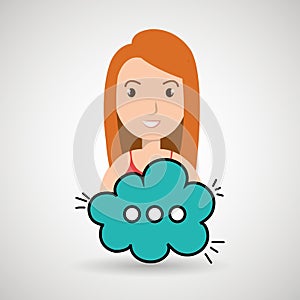 woman cartoon cloud speack chat