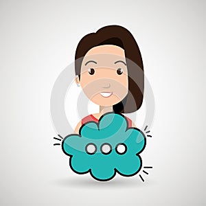 woman cartoon cloud speack chat