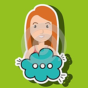 woman cartoon cloud speack chat