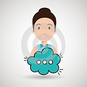 woman cartoon cloud speack chat