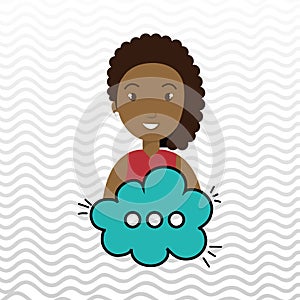 woman cartoon cloud speack chat