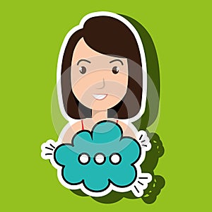 woman cartoon cloud speack chat