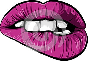 woman cartoon mounth with pink lips