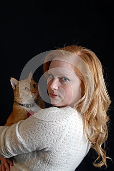 woman and cat