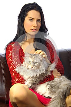 Woman with cat