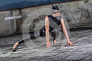 Woman in cat costume