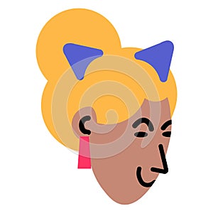 Woman In Cat Ears Birthday Party Color Stroke Icon