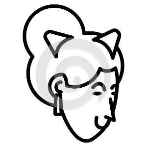 Woman In Cat Ears Birthday Party Thin Stroke Icon