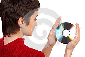 Woman and cd