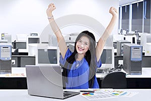 Woman celebrate her achievement in office