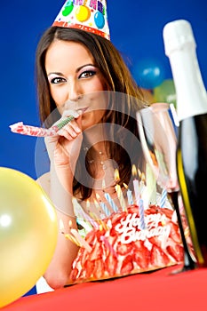 Woman celebrating birthday