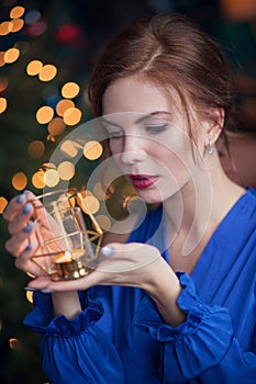 Woman celebrating christmas