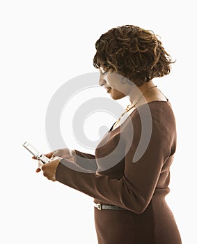 Woman cellphone texting.