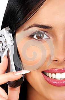 Woman and cellular phone