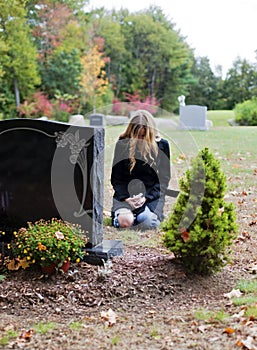 Woman in cemetery