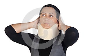 Woman with cervical collar