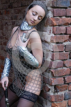 woman in chain mail