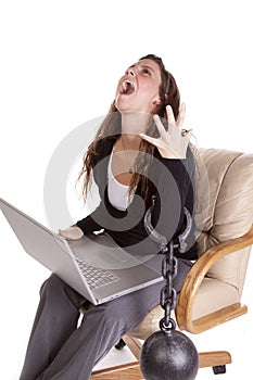 Woman chained to work