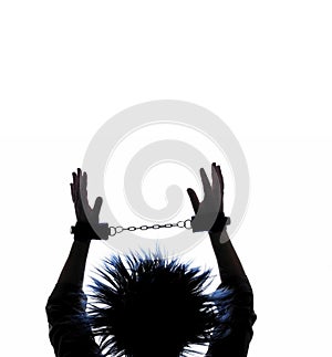 Woman in chains and handcuffs