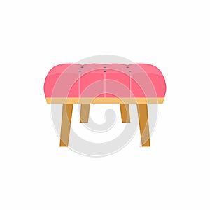 Woman chair in bedroom. Pink cozy sofa, usually used for dressing table. Modern furniture living room. Professional beauty service