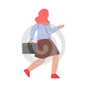 Woman Character Running in a Hurry and Hasten Somewhere Vector Illustration