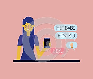 Woman chating with smartphone